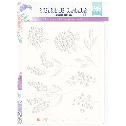 Stencil de Camadas " Lavanda e Hortênsia" STC-02